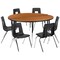 Flash Furniture 60" Circle Wave Oak Table Set-18" Stack Chairs XU-GRP-18CH-A60-HCIRC-OAK-T-A-GG - alternate 9